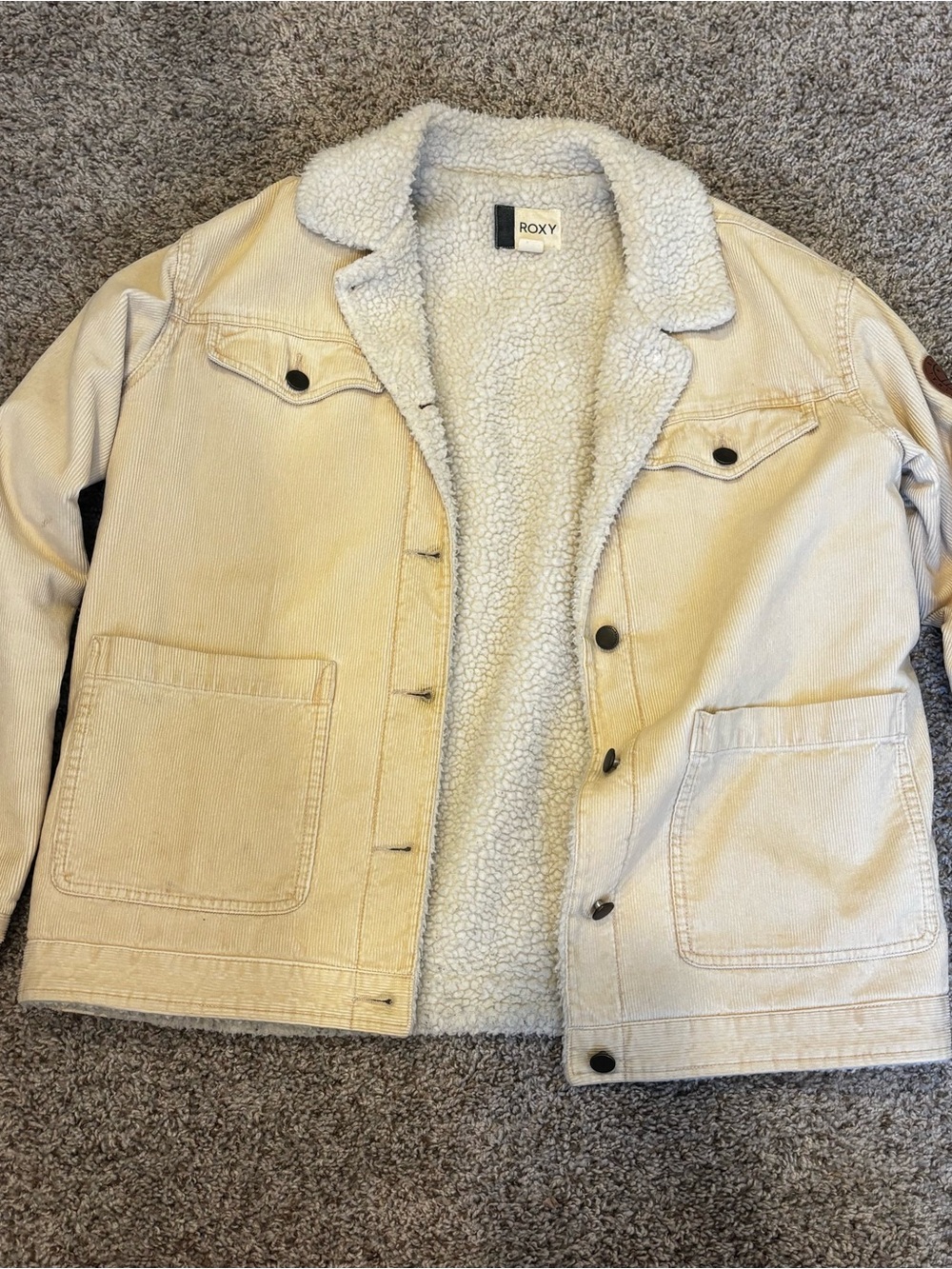 Roxy Cream Sherpa-Lined Shirt Jacket